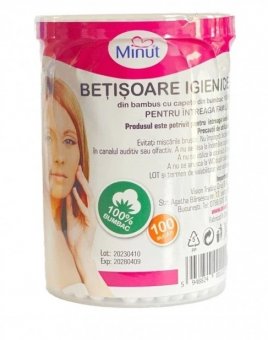 Betișoare igienice din bumbac cutie 100 bucăți.